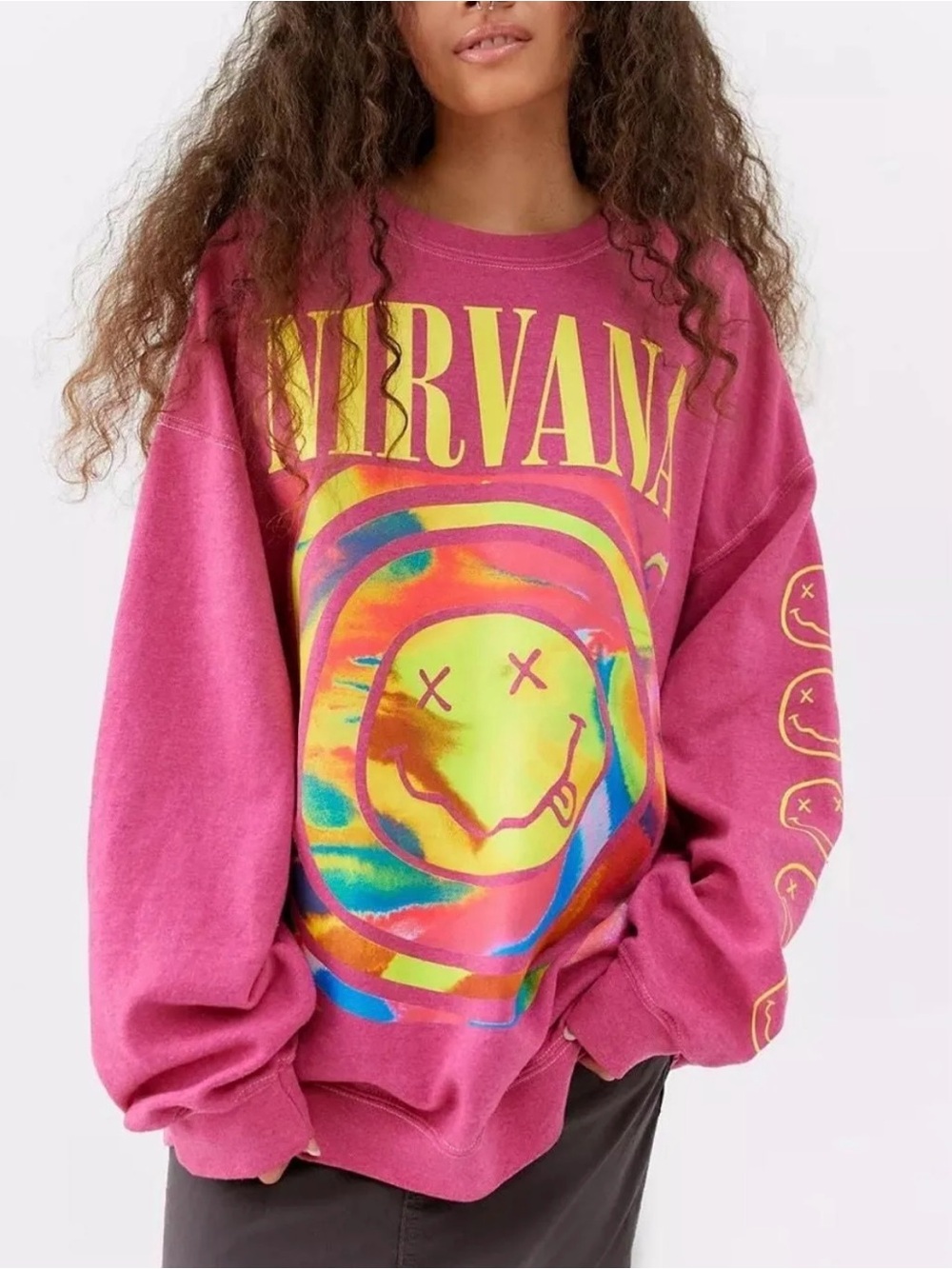 Urban Outfitters x Nirvana Spiral Smiley Sweatshirt Oversized